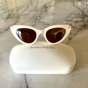 Alexander McQueen White Cat-Eye Sunglasses